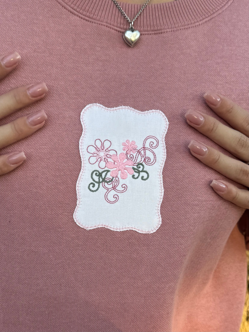 Stamped Floral Crewneck